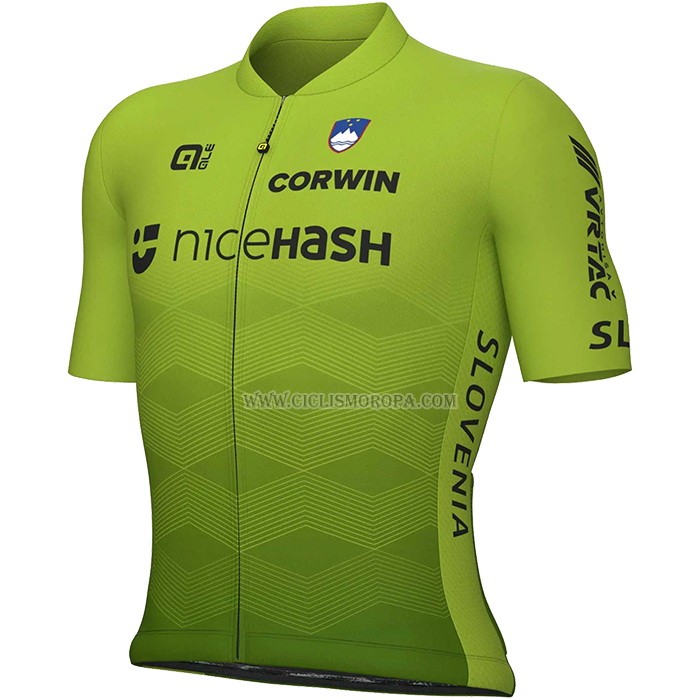 2023 Ropa Ciclismo Slovenia Verde Mangas Cortas y Culotte Corto